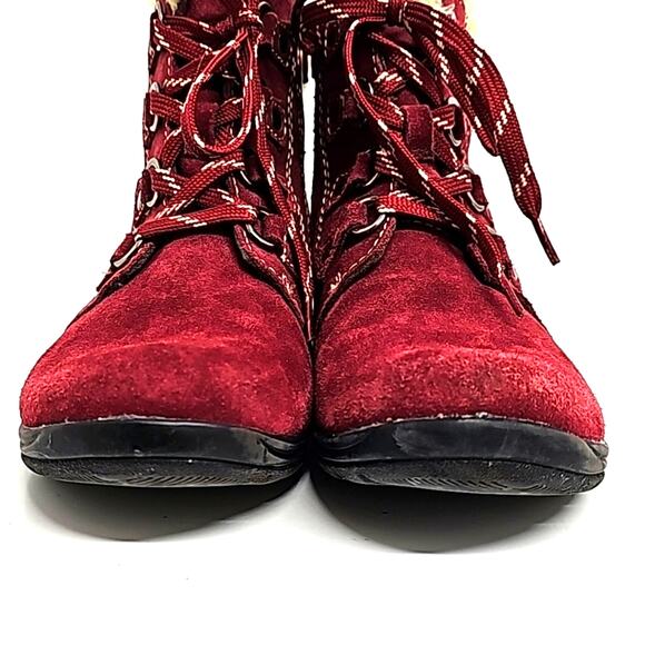 Earth Origins Womens Crowley Maroon Suede Lace Up Ankle Bootie Boot Zip Size 9.5 - Picture 6 of 10